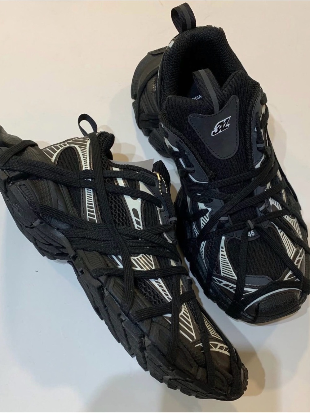 Balenciaga Black & White Trail Lace-Up Runner Sneakers - Picture 2 of 11